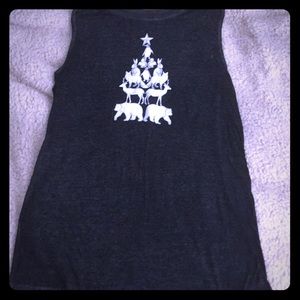 Black tank with animal print.